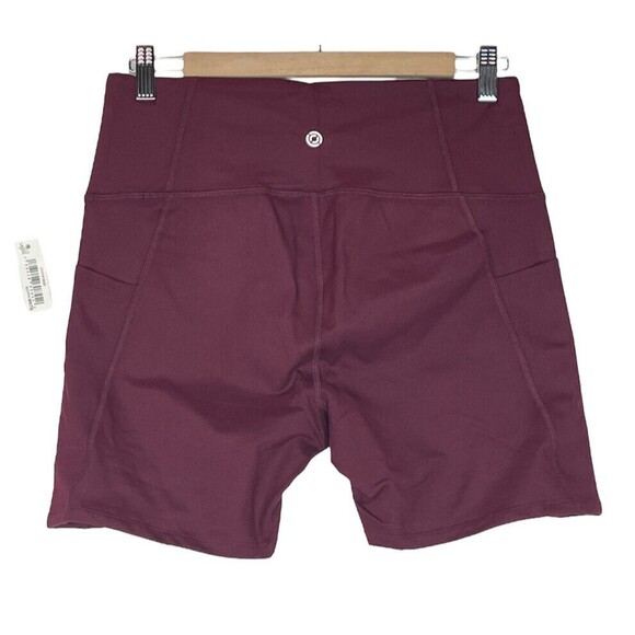 NWT Women High Waist Leggings Shorts Large Side Pockets Burgundy - Picture 8 of 16